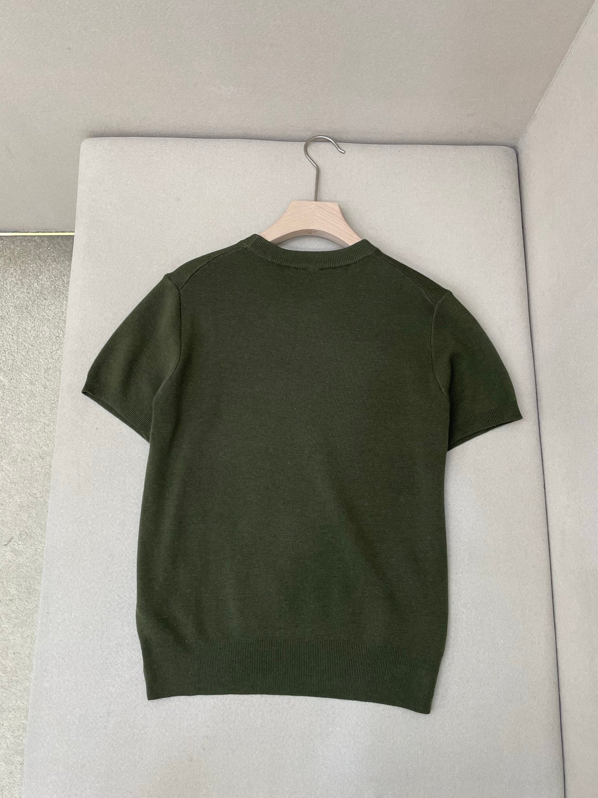 Gucci Silk Cotton T-shirt with Gucci Intarsia "Forest Green"
