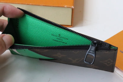 Louis Vuitton Coin Card Holder "Monogram Macassar Canvas"