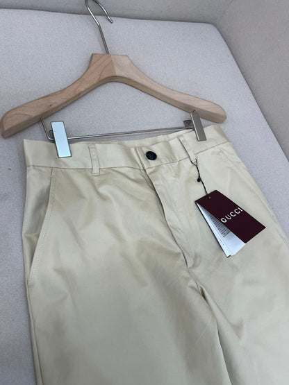Gucci Cotton Twill Pants with Embroidery "Sand"