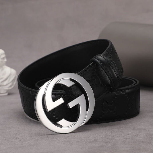 Gucci Leather Belt "Black-Silver"