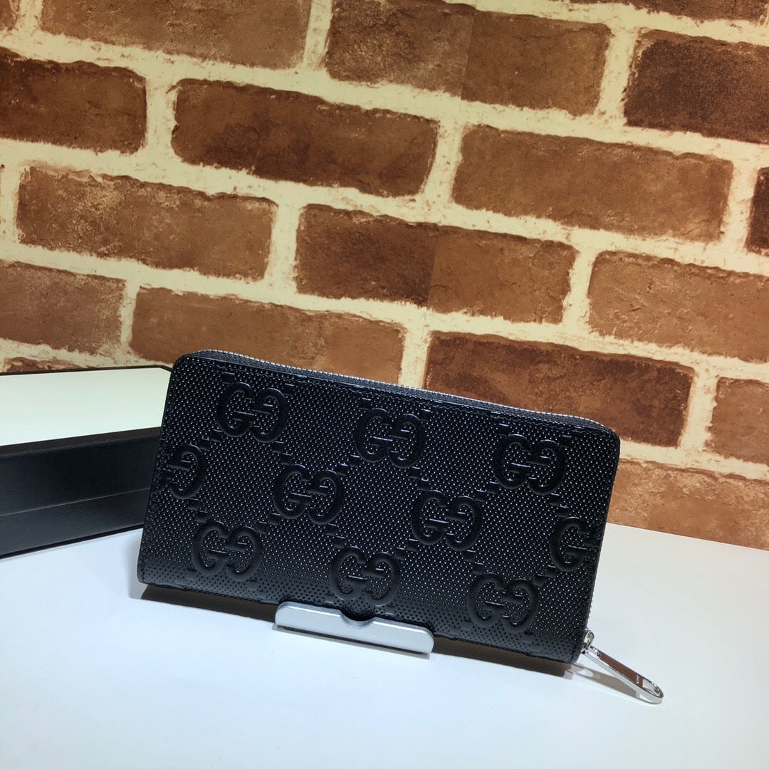 Gucci Textured Leather GG Embossed Long Wallet