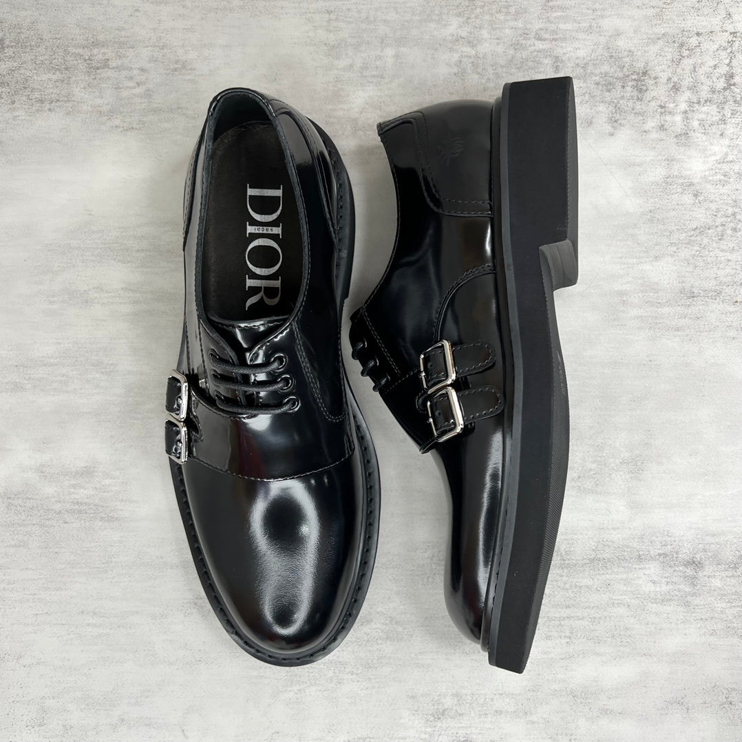 Dior Leather Derby Monk Strap Shoes "Black"