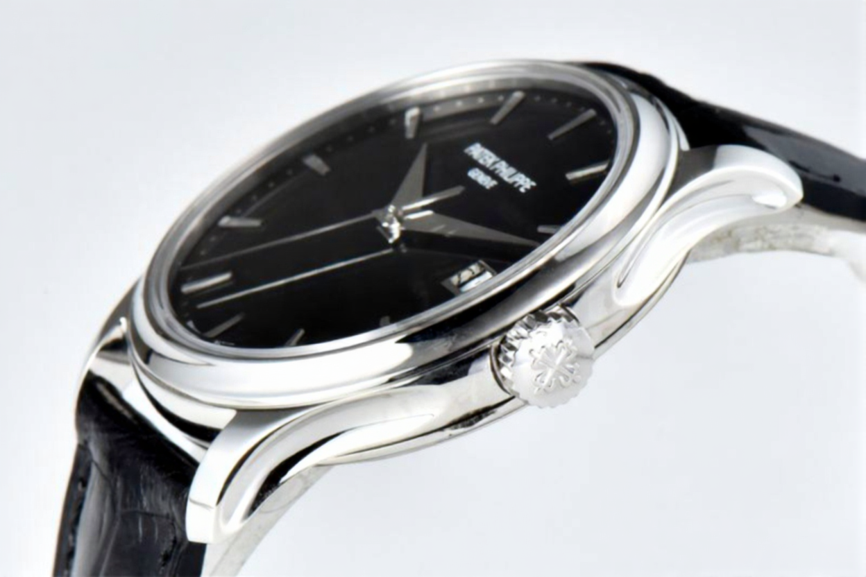 Patek Philippe Calatrava 39mm Black Leather Black Dial