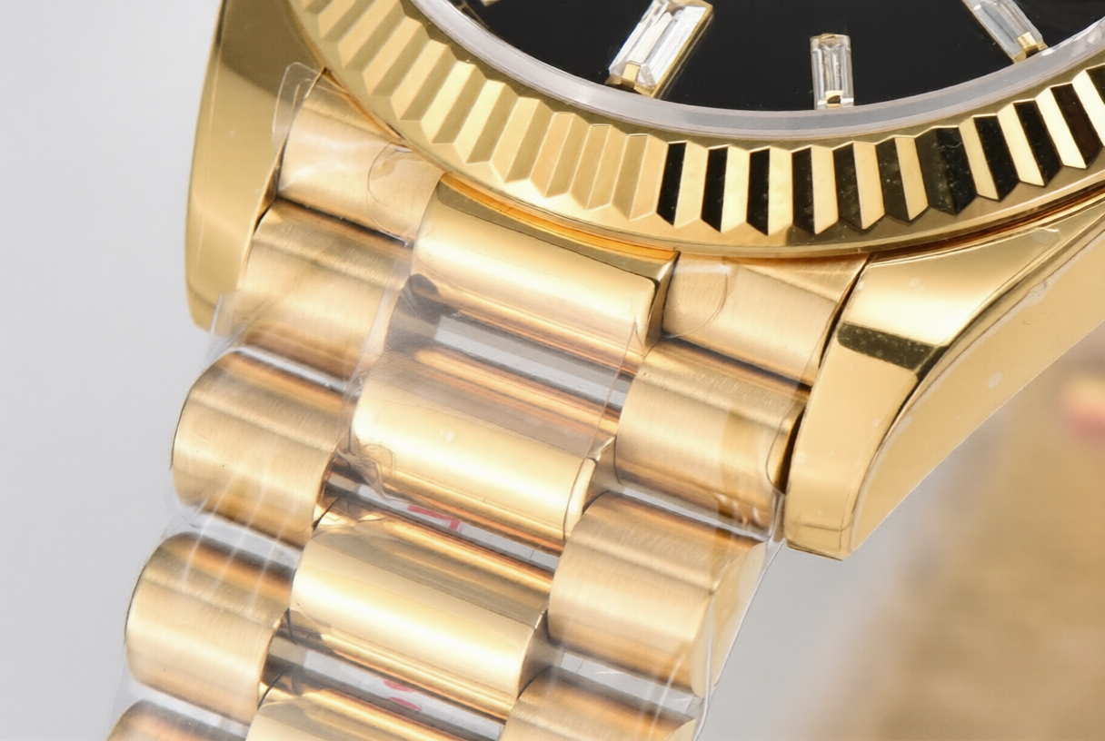 Rolex Day Date 40mm Yellow Gold President Bracelet Black Cryatal Dial