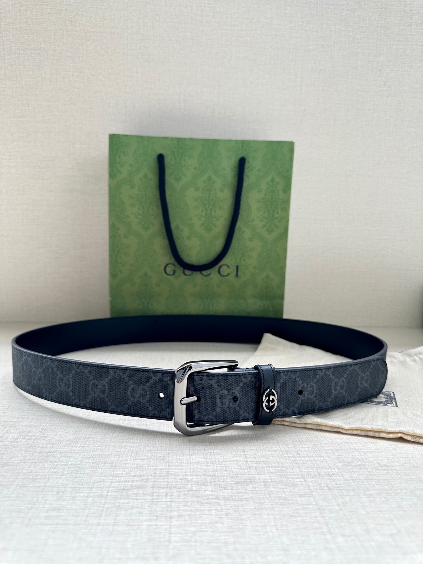 Gucci Belt with Interlocking G Detail "Black"