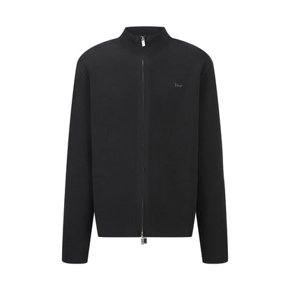 Dior Zipped Cardigan with Dior Embroidery "Black Wool Interlock"