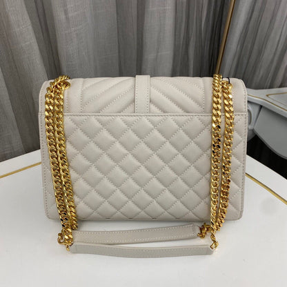 Saint Laurent Envlope Medium in Quilted Grain De Poudre Embossed Leather