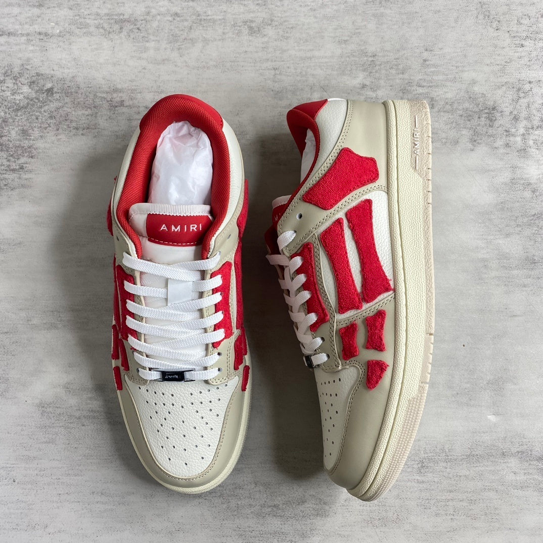 Amiri Skel Top Low "White Red Chenille"
