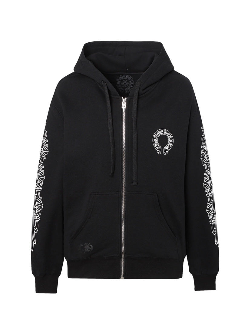 Chrome Hearts Zip-Up Hoodie "Black-White"