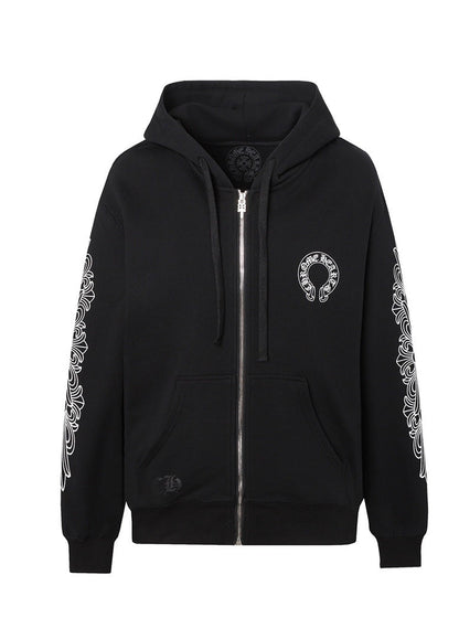 Chrome Hearts Zip-Up Hoodie "Black-White"