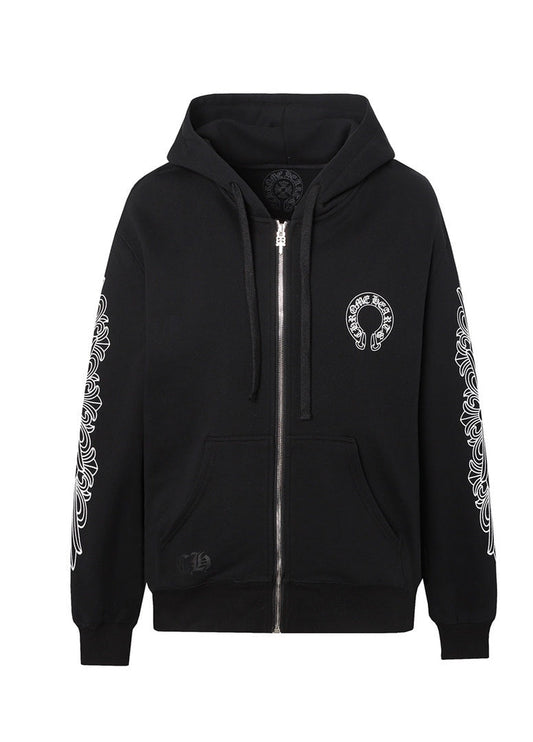 Chrome Hearts Zip-Up Hoodie "Black-White"