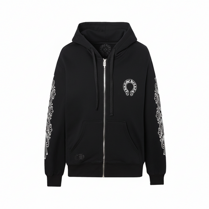 Chrome Hearts Zip-Up Hoodie "Black-White"