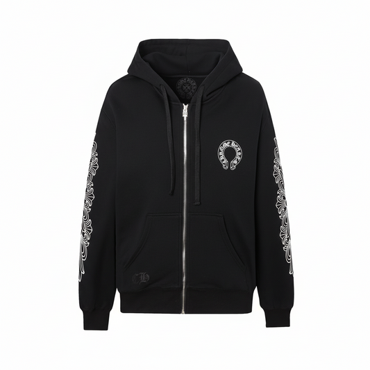 Chrome Hearts Zip-Up Hoodie "Black-White"