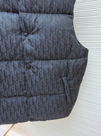 Dior Oblique Down Vest "Black Cotton-Blend Jacquard"