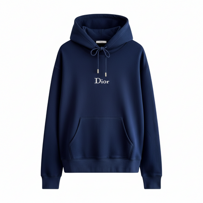 Dior Hooded Sweatshirt with Dior Embroidery "Blue Cotton Fleece"