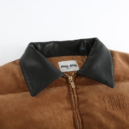 Miu Miu Cotton Corduroy Down Jacket "Brown"