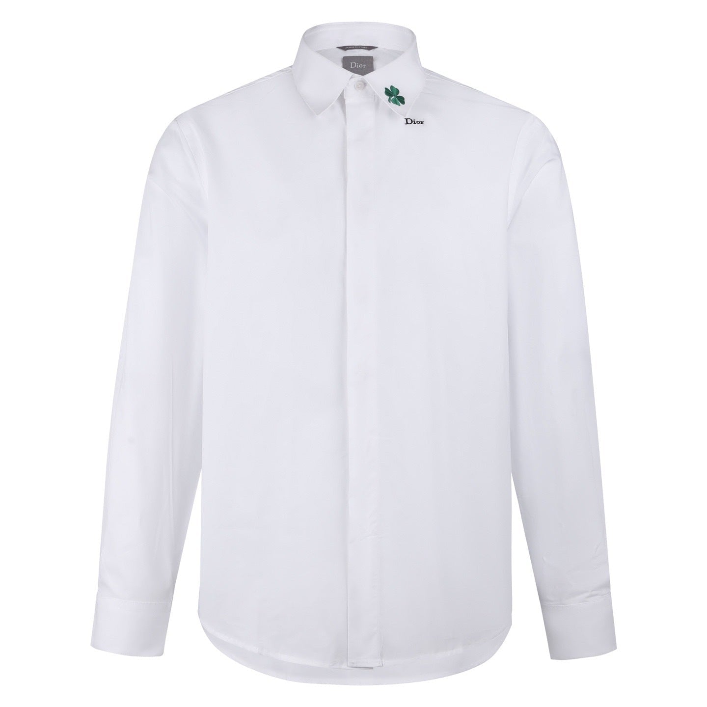 Dior Shirt with Dior Clover Embroidery "White Cotton Poplin"