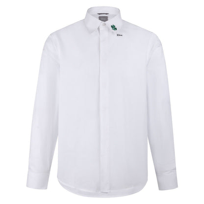 Dior Shirt with Dior Clover Embroidery "White Cotton Poplin"