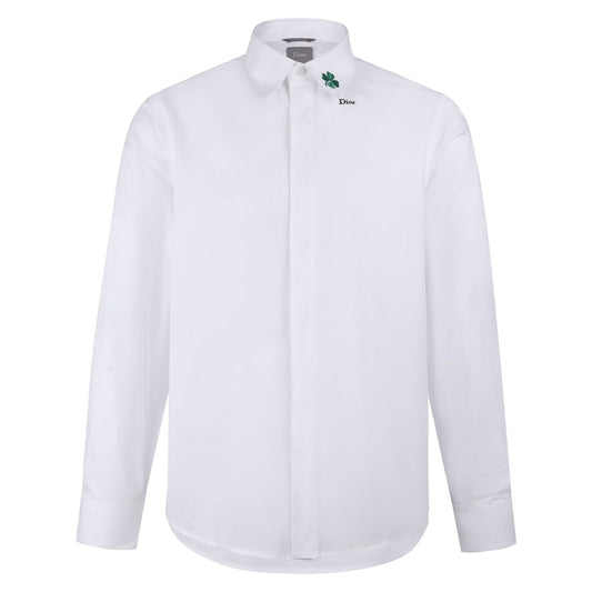 Dior Shirt with Dior Clover Embroidery "White Cotton Poplin"