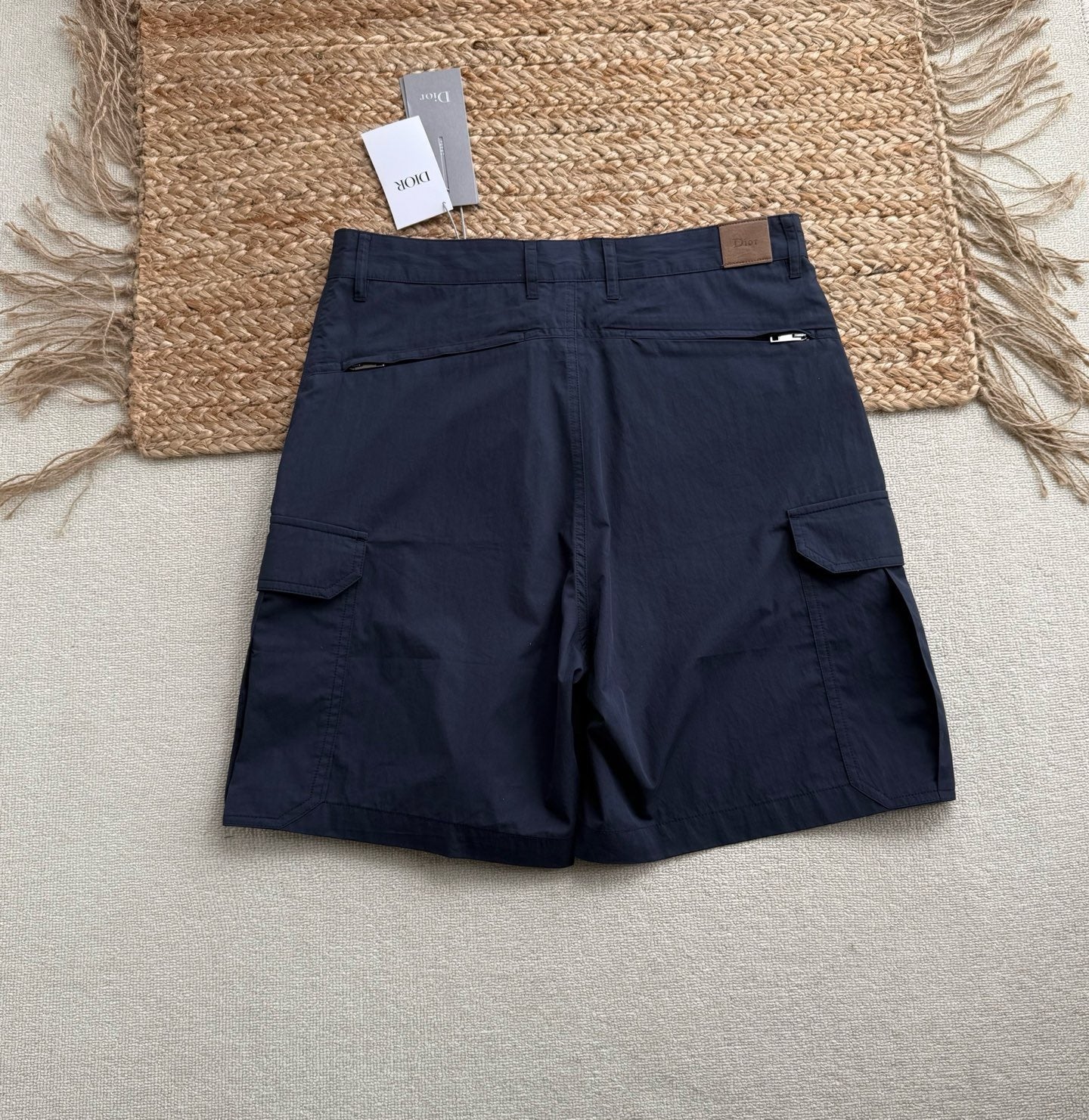Dior Cargo Shorts with Dior Embroidery "Navy Blue Technical Fabric"