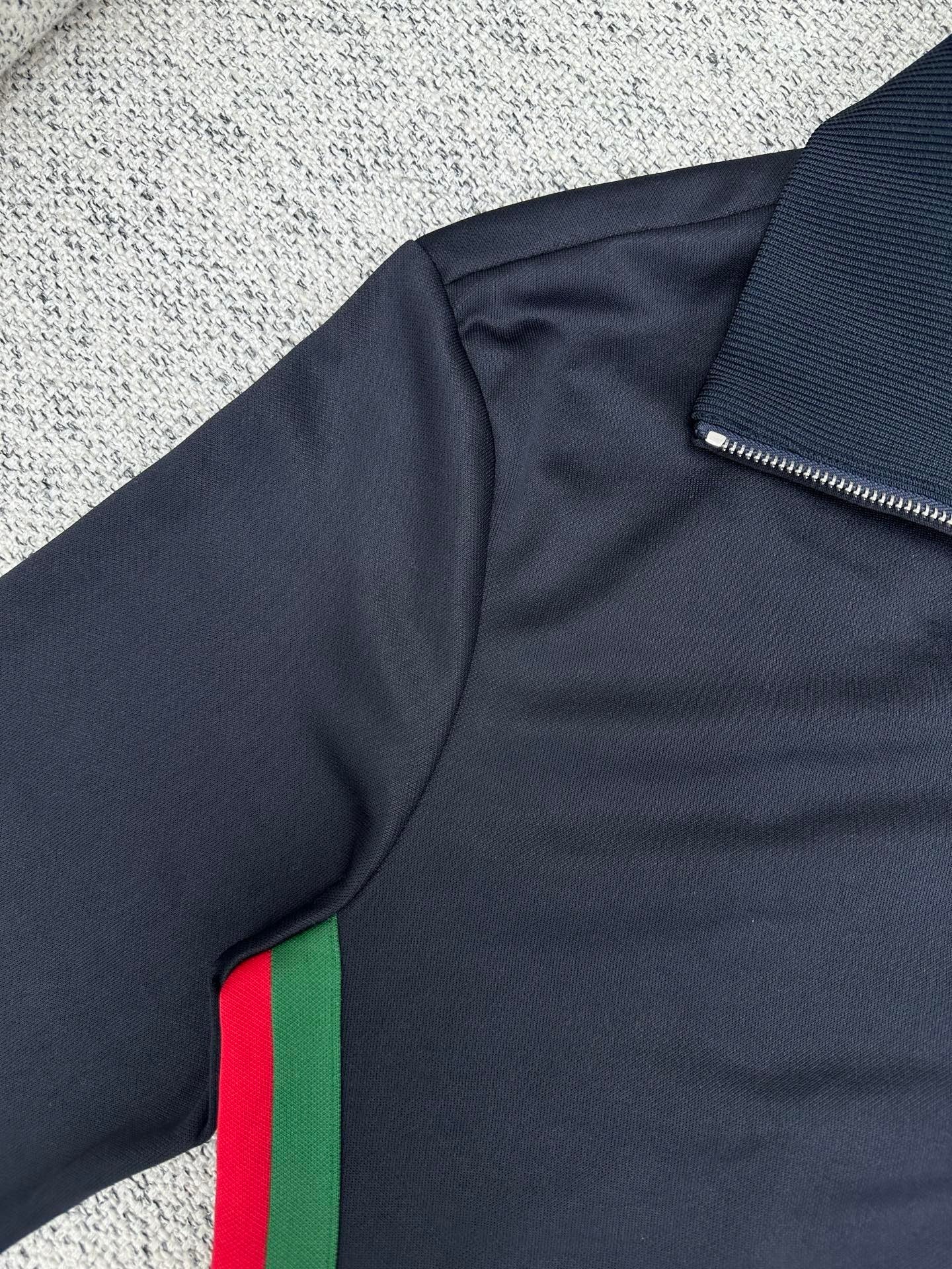 Gucci Technical Jersey Zip Jacket with Web "Dark Blue"