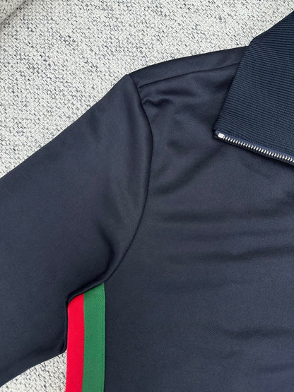 Gucci Technical Jersey Zip Jacket with Web "Dark Blue"