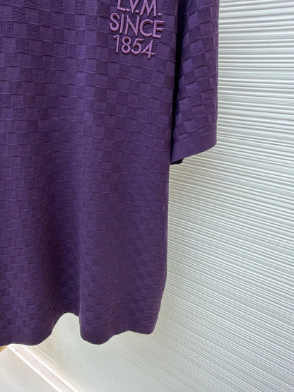 Louis Vuitton Damier Jacquard Short-Sleeved Crewneck "Purple Indigo"