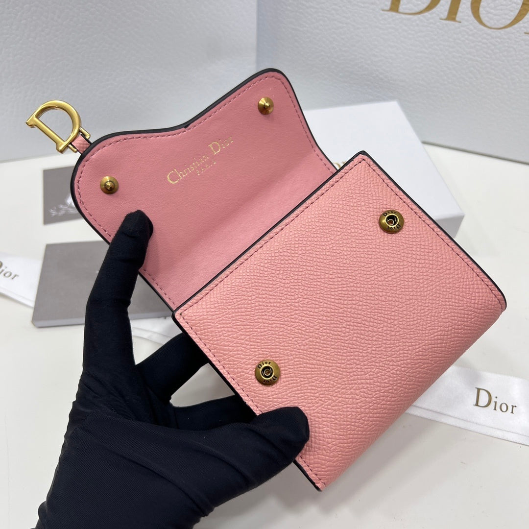 Dior Saddle Lotus Wallet Pink Goatskin