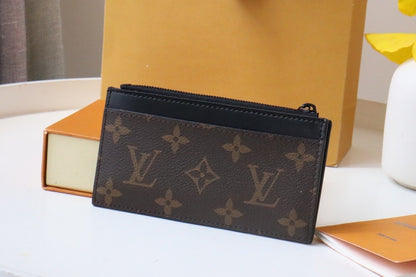 Louis Vuitton Coin Card Holder "Monogram Macassar Canvas"