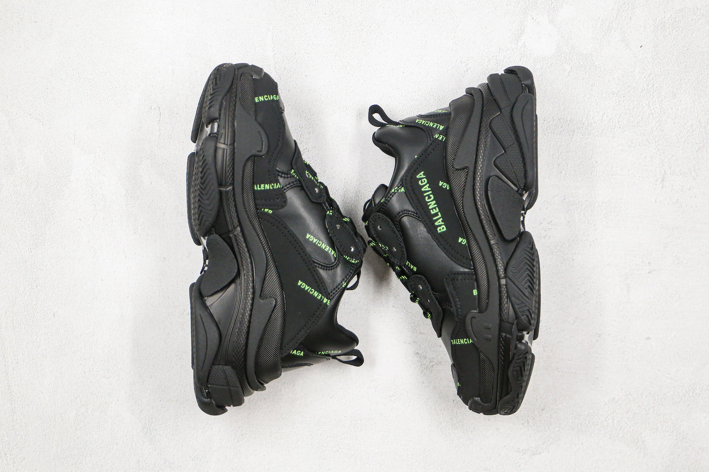 Balenciaga Triple S "Black-Green All Over Logo"