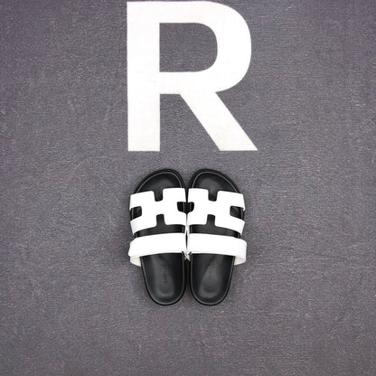 Hermes Chypre Sandals "White-Black"