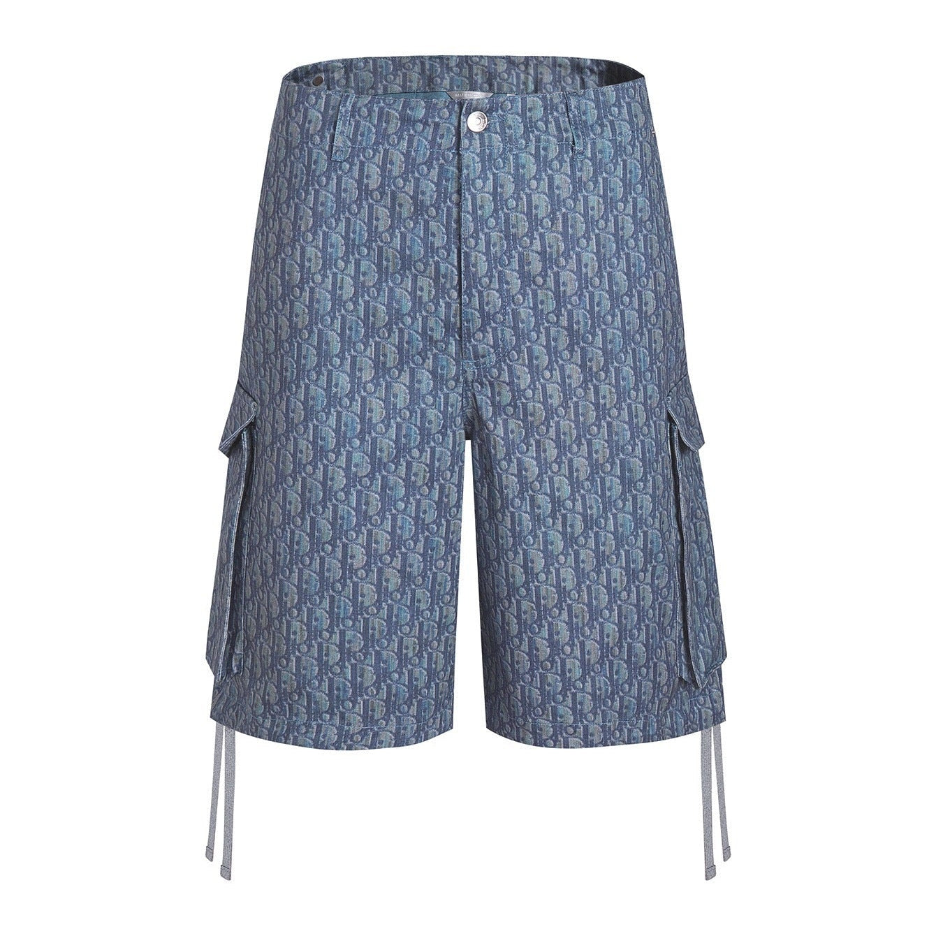 Dior Oblique Bermuda Cargo Shorts "Blue Cotton Blend Twill"