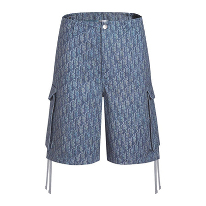 Dior Oblique Bermuda Cargo Shorts "Blue Cotton Blend Twill"