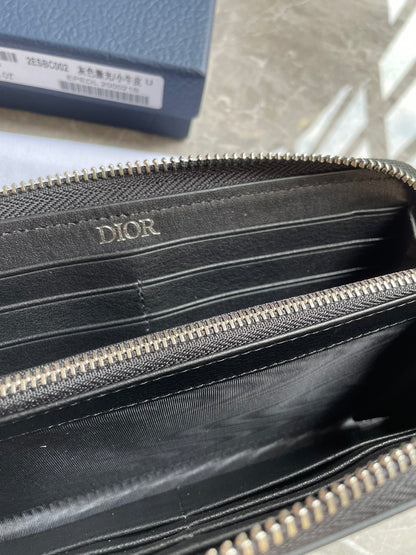 Dior Long Zipped Wallet "Black Oblique Galaxy Leather"