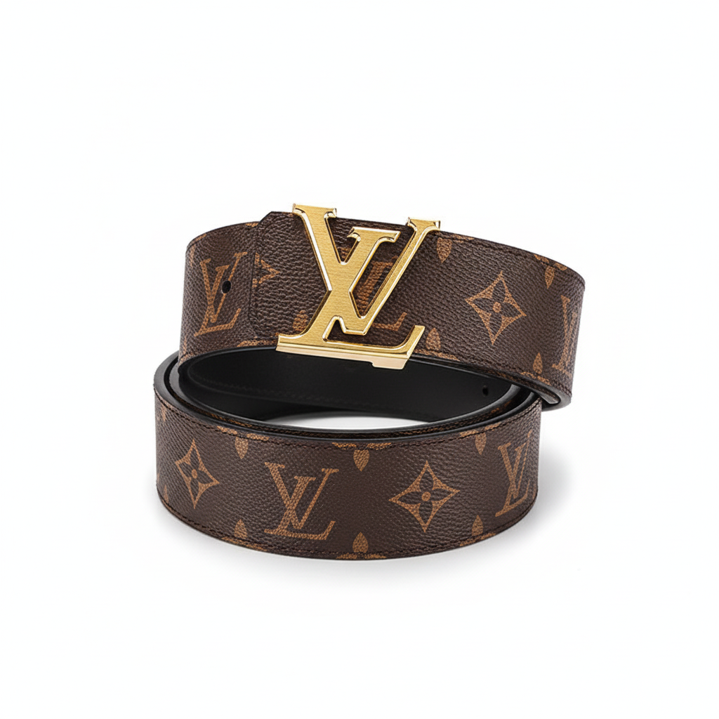 Louis Vuitton Initiales Leather Belt "Brown-Gold"