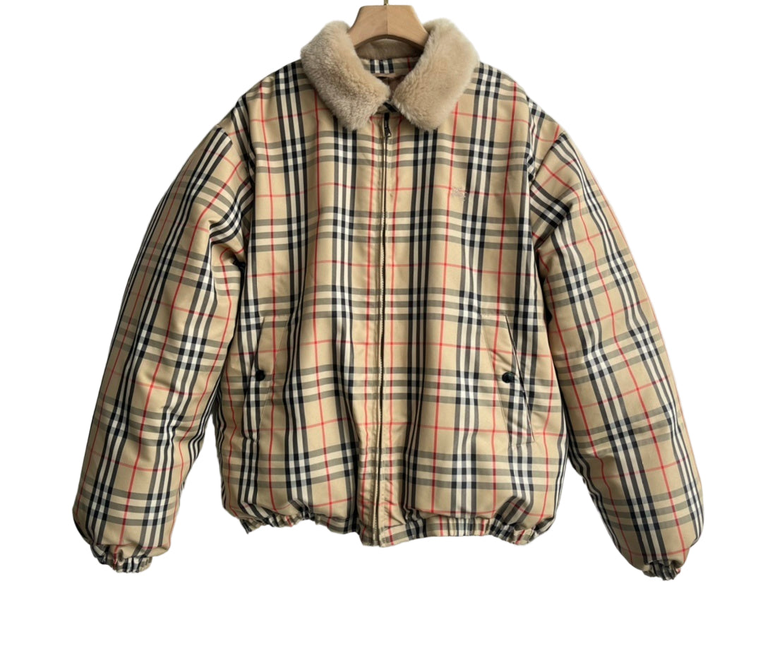 Supreme x Burberry Shearling Collar Down Jacket "Brown"