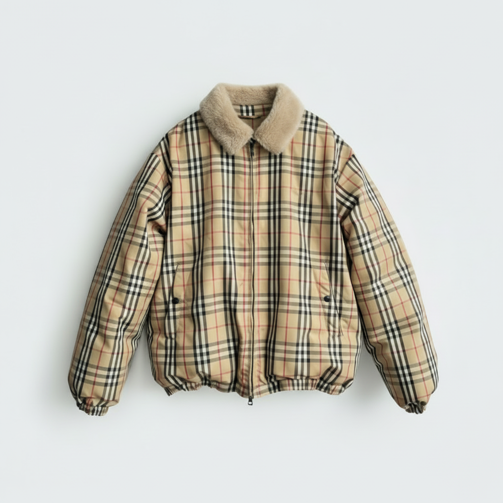 Supreme x Burberry Shearling Collar Down Jacket "Brown"