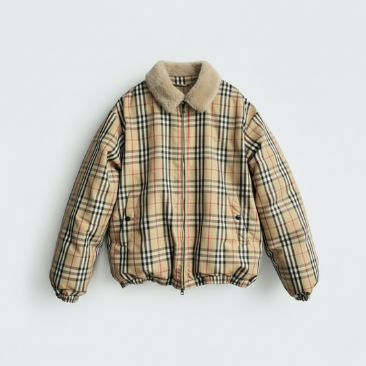 Supreme x Burberry Shearling Collar Down Jacket "Brown"