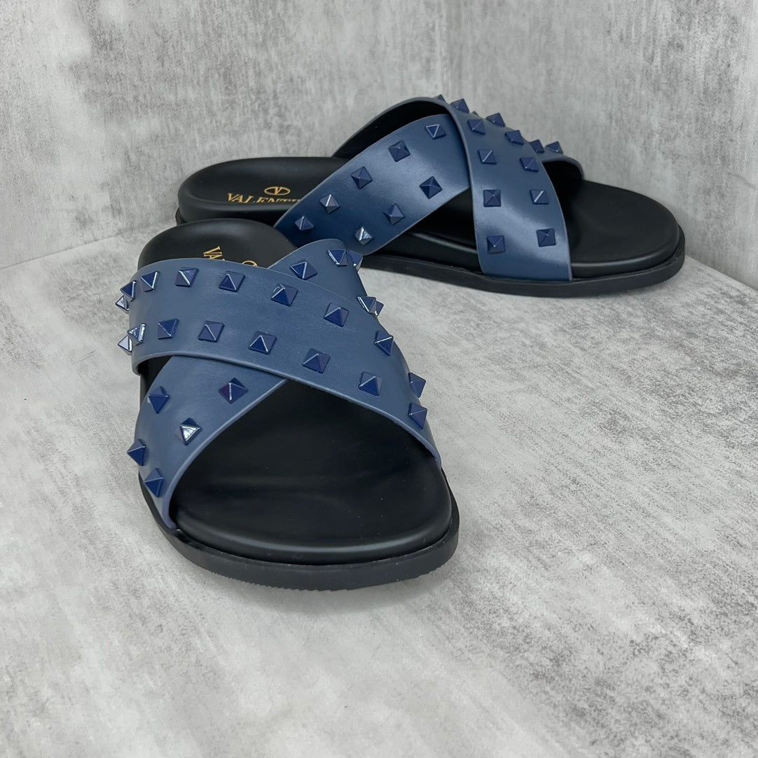 Valentino Garavani Rockstud Slides "Blue-Black"
