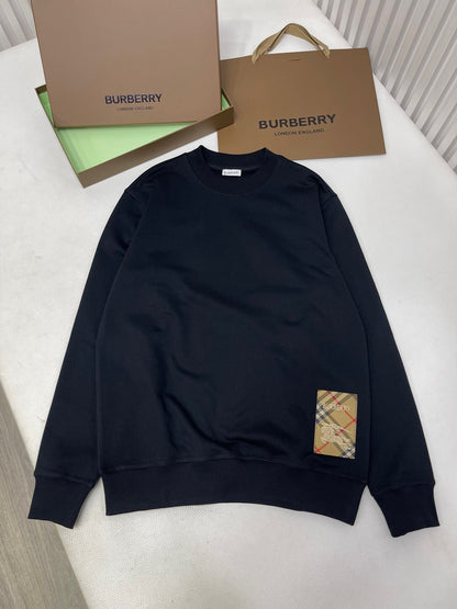 Burberry Check Label Cotton Sweatshirt "Black"