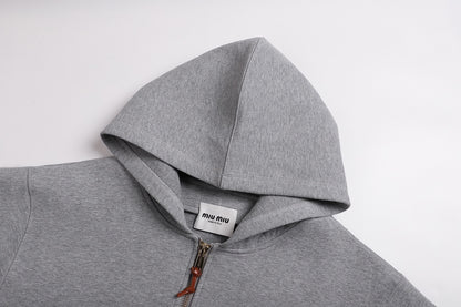Miu Miu Jersey Zip-up Hoodie "Grey"