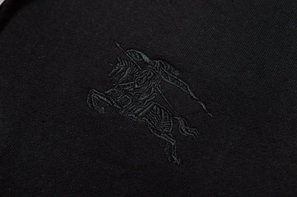 Burberry Hove Check Embroidery Logo Zip-Up Hoodie "Black"