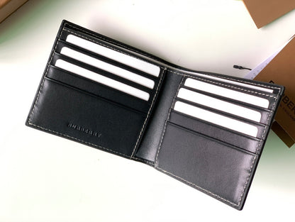 Burberry Check and Leather Bifold Wallet