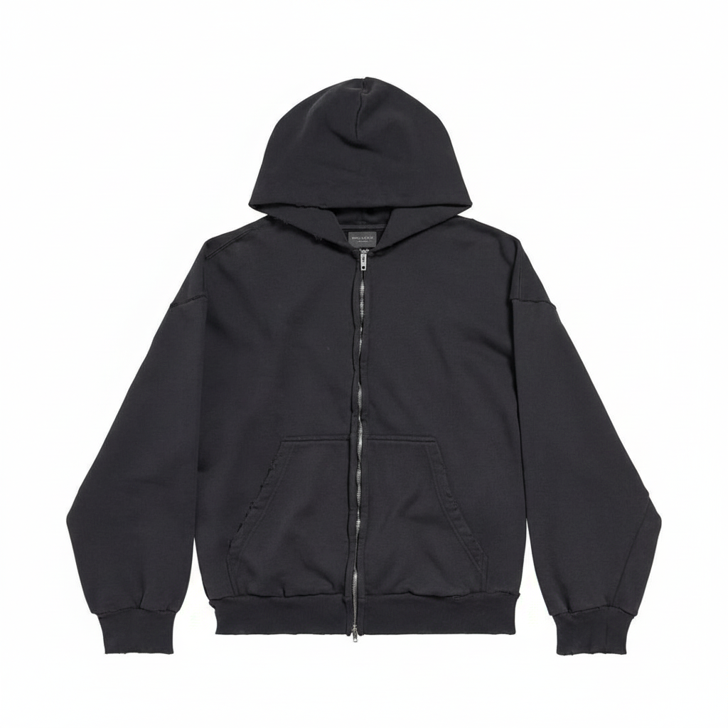 Balenicaga Back Paint Logo Zip-up Hoodie "Black"