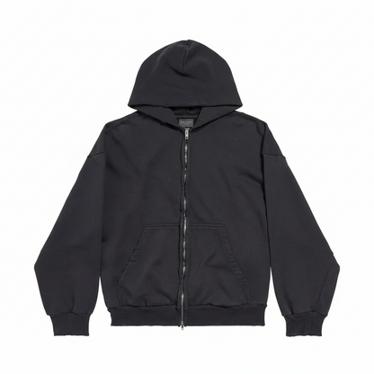 Balenicaga Back Paint Logo Zip-up Hoodie "Black"