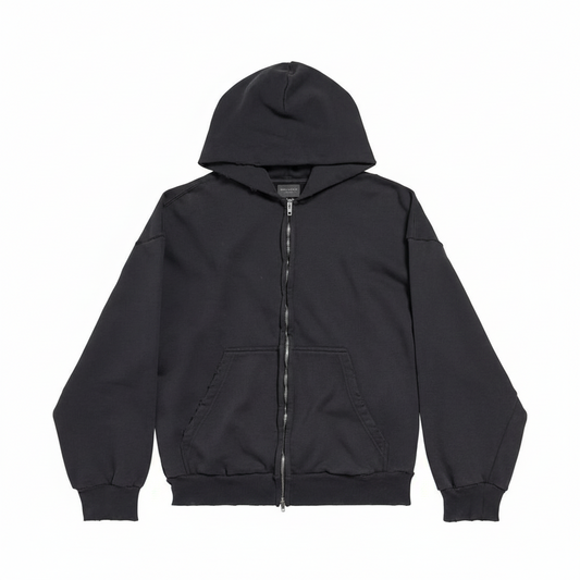 Balenicaga Back Paint Logo Zip-up Hoodie "Black"