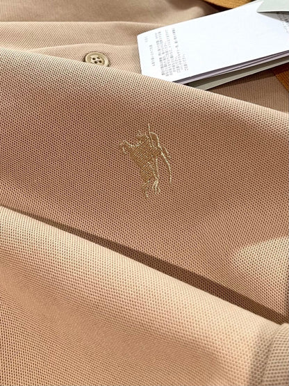 Burberry Logo Collar Cotton Polo Shirt "Flax Beige"