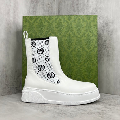 Gucci Leather Chelsea Boots "White"
