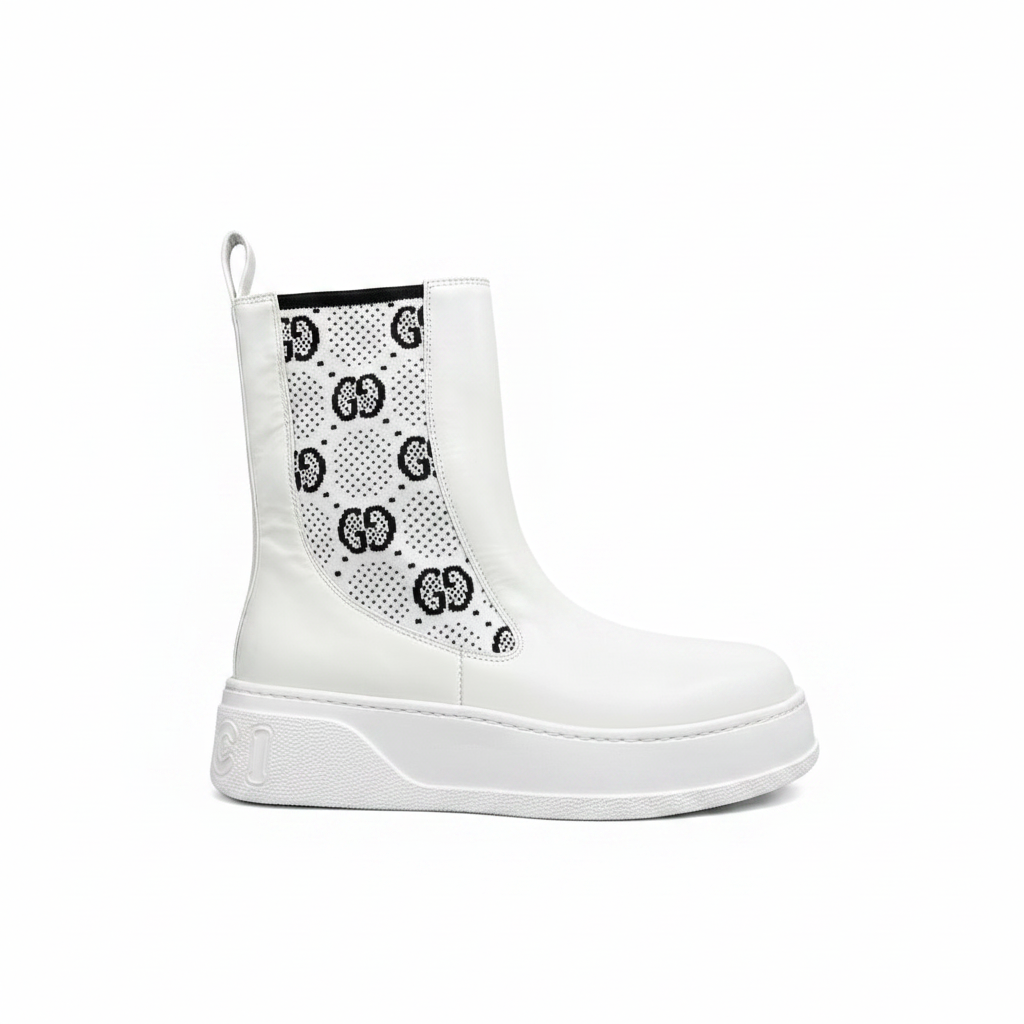 Gucci Leather Chelsea Boots "White"