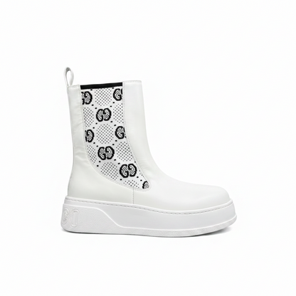 Gucci Leather Chelsea Boots "White"
